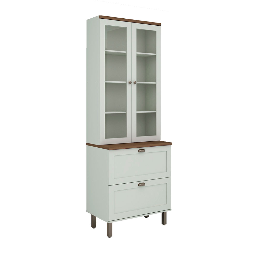 Cristaleira Iluminata com Vidro 4 Portas Verde Mint