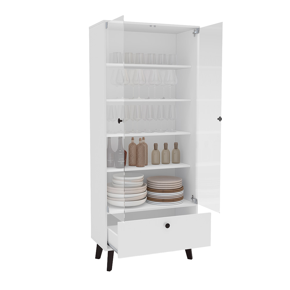 Cristaleira Londres 2 Portas 1 Gaveta Branca