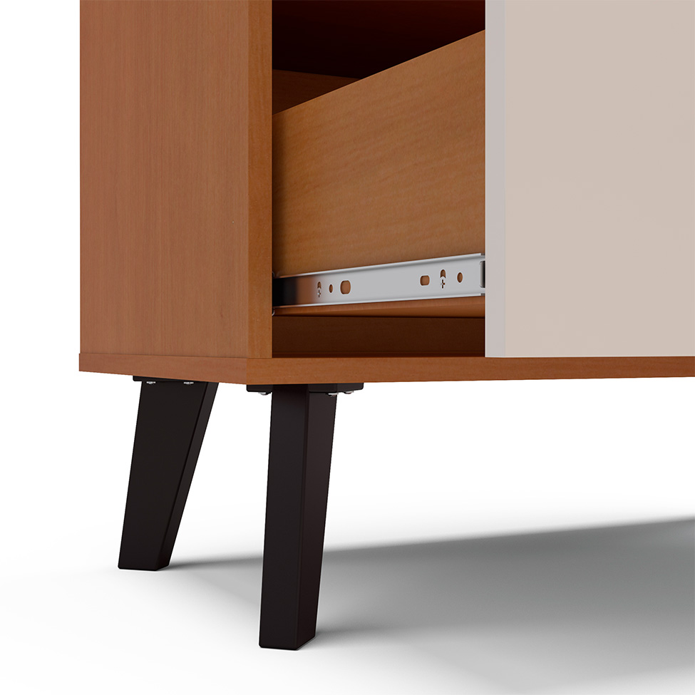 Cristaleira Londres 2 Portas 1 Gaveta Freijó e Creme