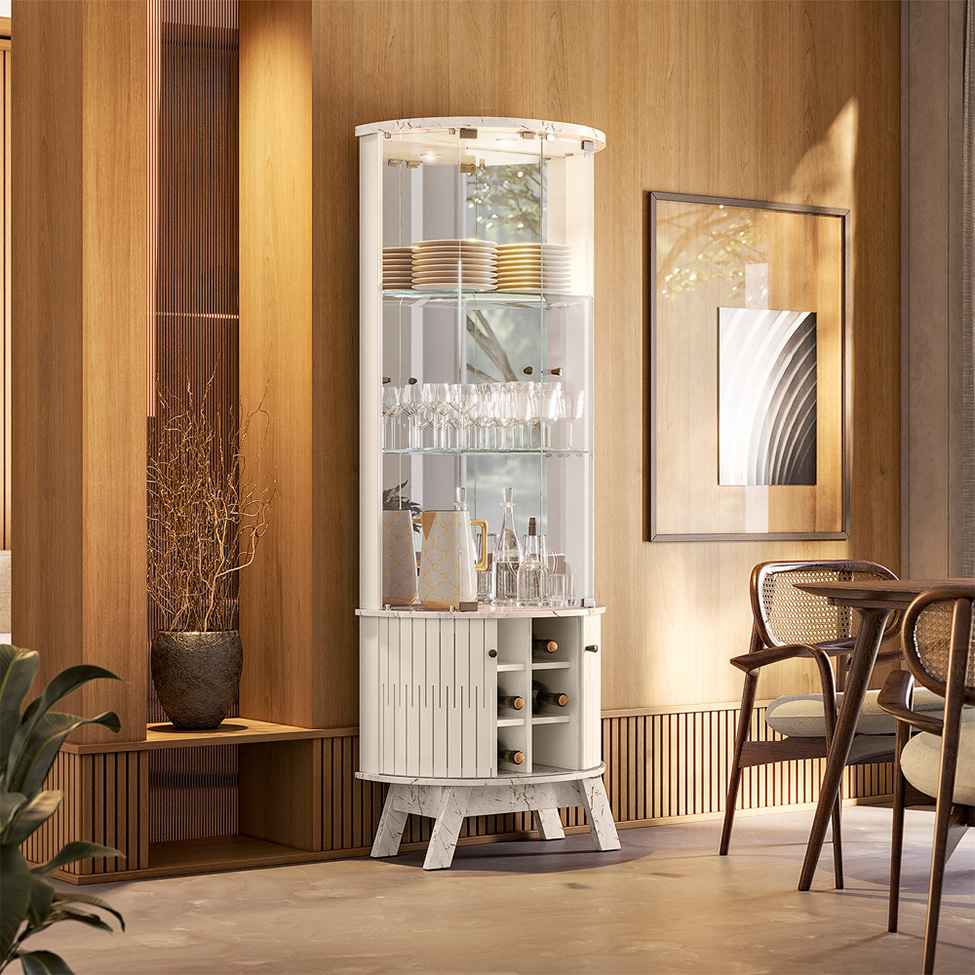 Cristaleira Marina 4 Portas Off White e Calacata