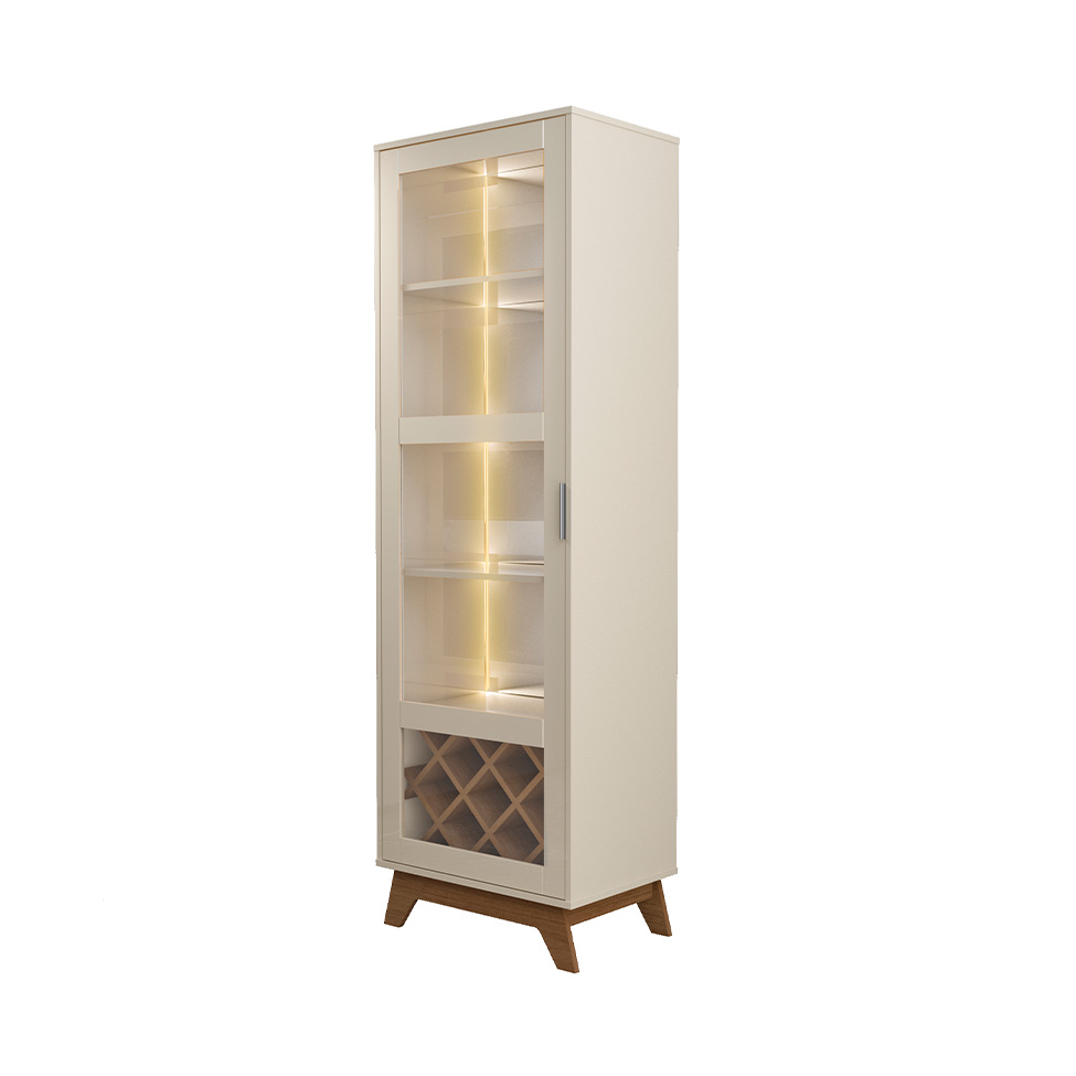 Cristaleira Mirage 1 Porta Off White e Cinamomo