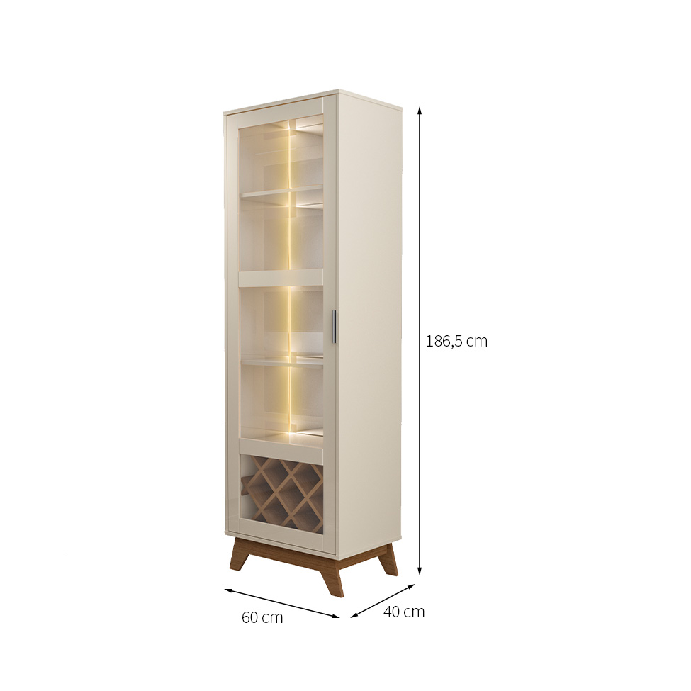 Cristaleira Mirage 1 Porta Off White e Cinamomo
