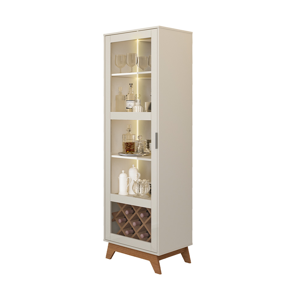 Cristaleira Mirage 1 Porta Off White e Cinamomo
