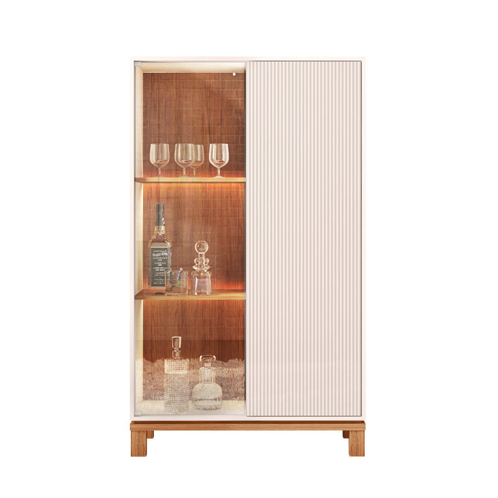 Cristaleira Mondrian 2 Portas Off White e Freijó