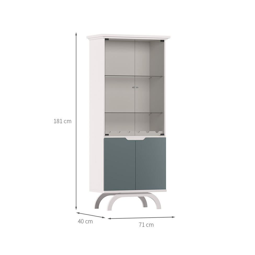 Cristaleira Vicenza 4 PT Off White e Cinza