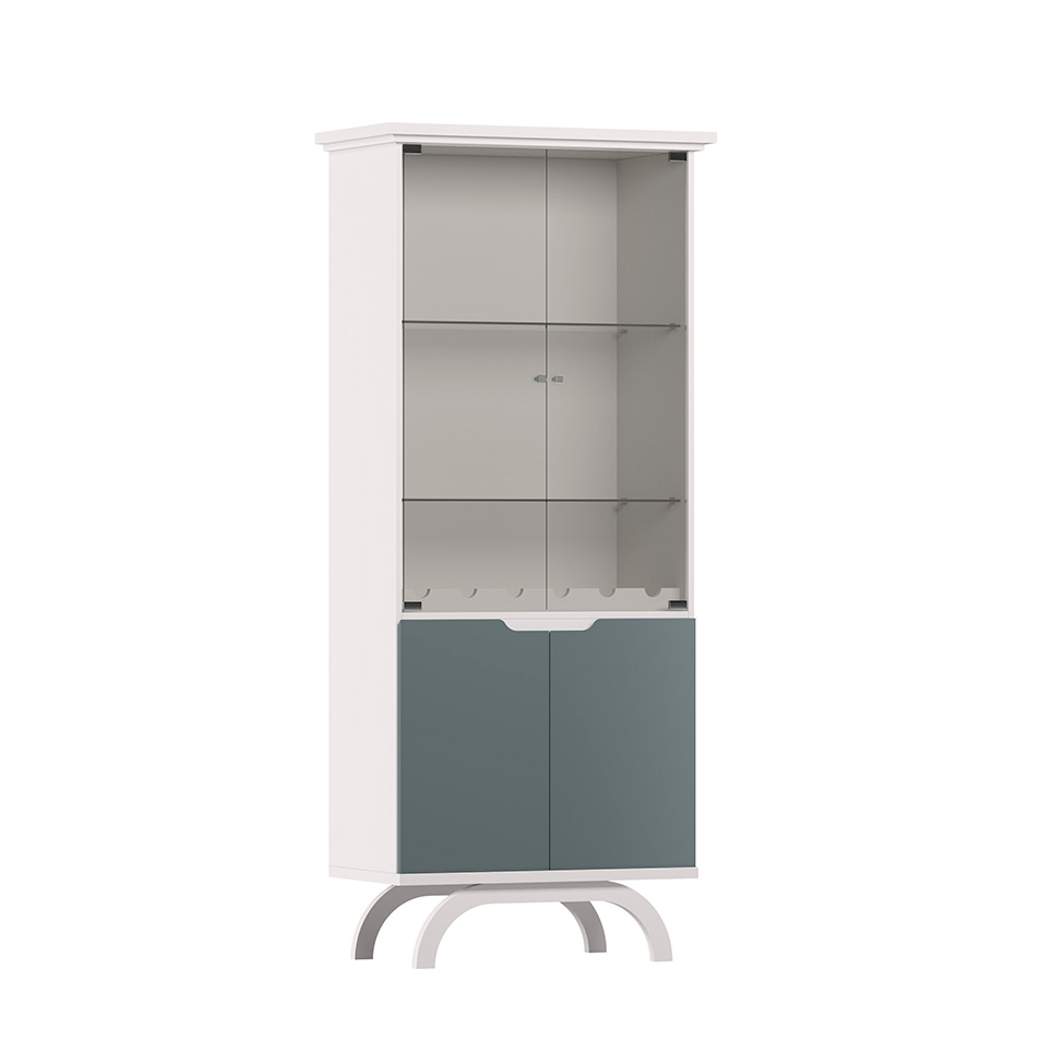 Cristaleira Vicenza 4 PT Off White e Cinza