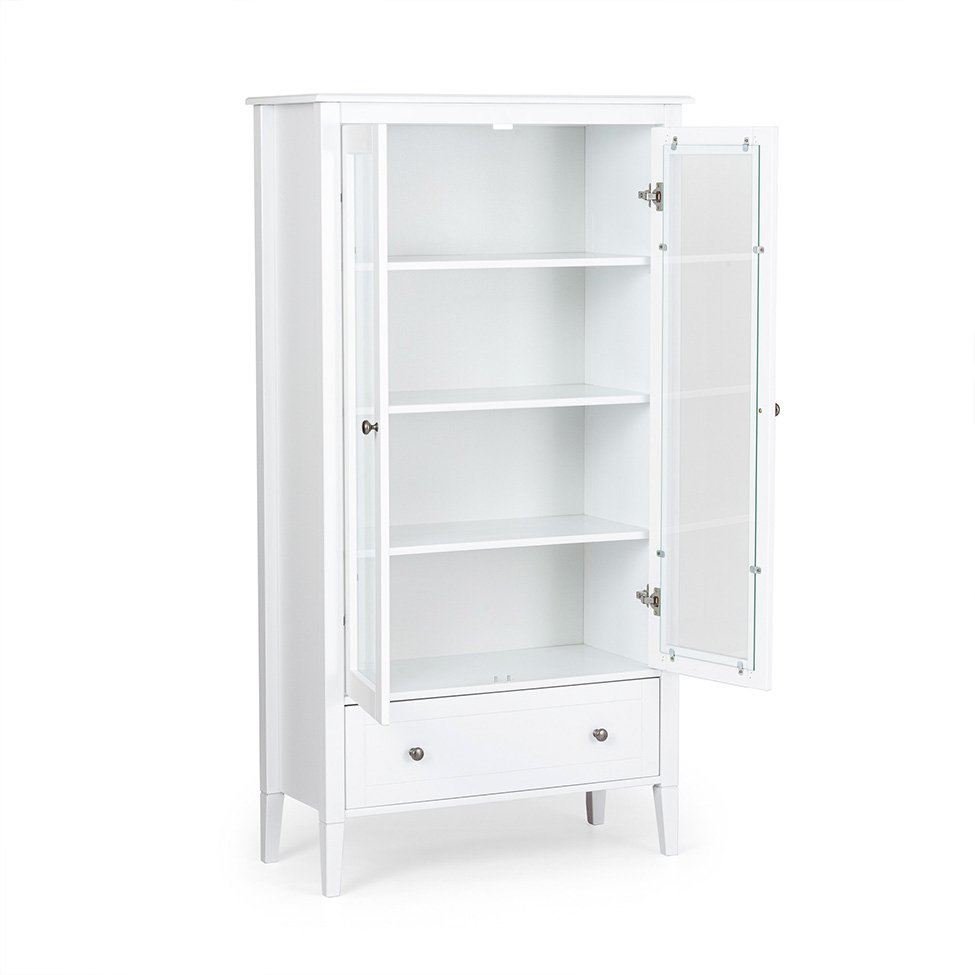 Cristaleira Vogue com Vidro 2 Portas 1 Gaveta Branca