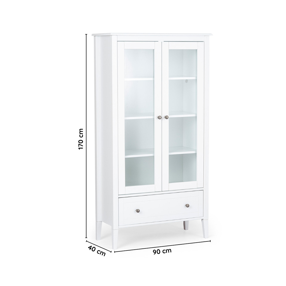 Cristaleira Vogue com Vidro 2 Portas 1 Gaveta Branca