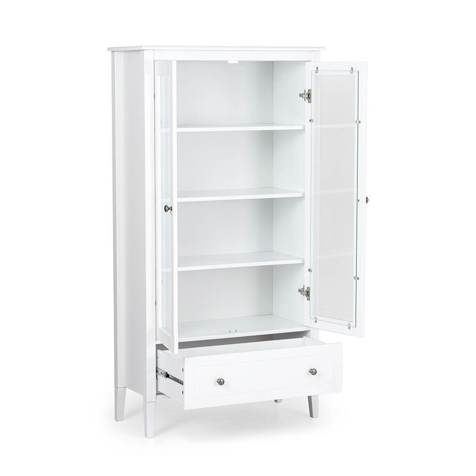 Cristaleira Vogue com Vidro 2 Portas 1 Gaveta Branca