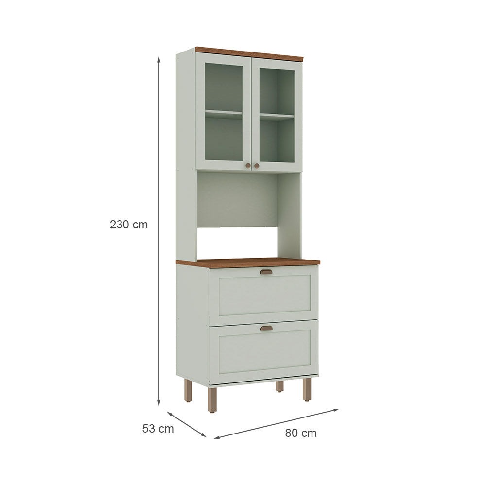 Cristaleira para Forno Iluminata com Vidro 4 Portas Verde Mint
