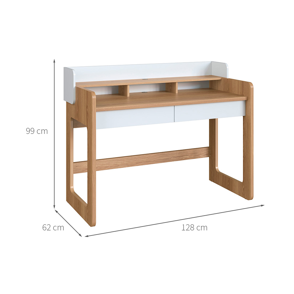 Escrivaninha Flexus 2 GV Hanover e Branca 128 cm