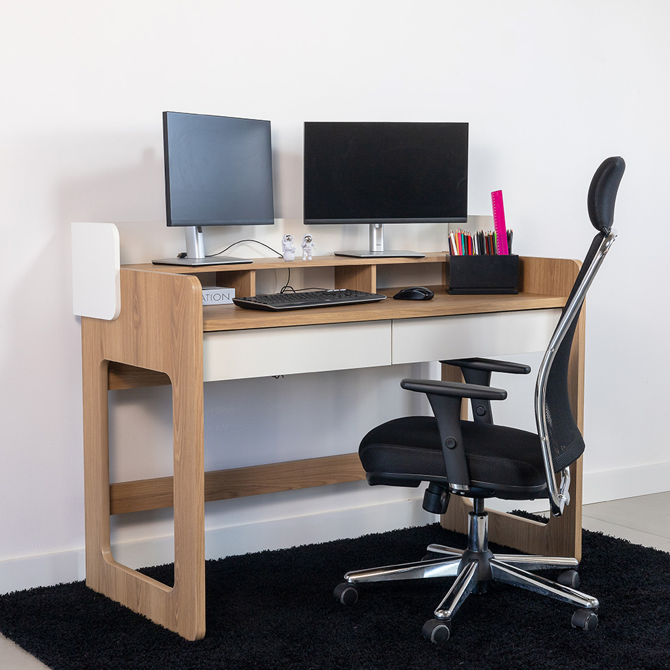 Escrivaninha Flexus 2 GV Hanover e Branca 128 cm