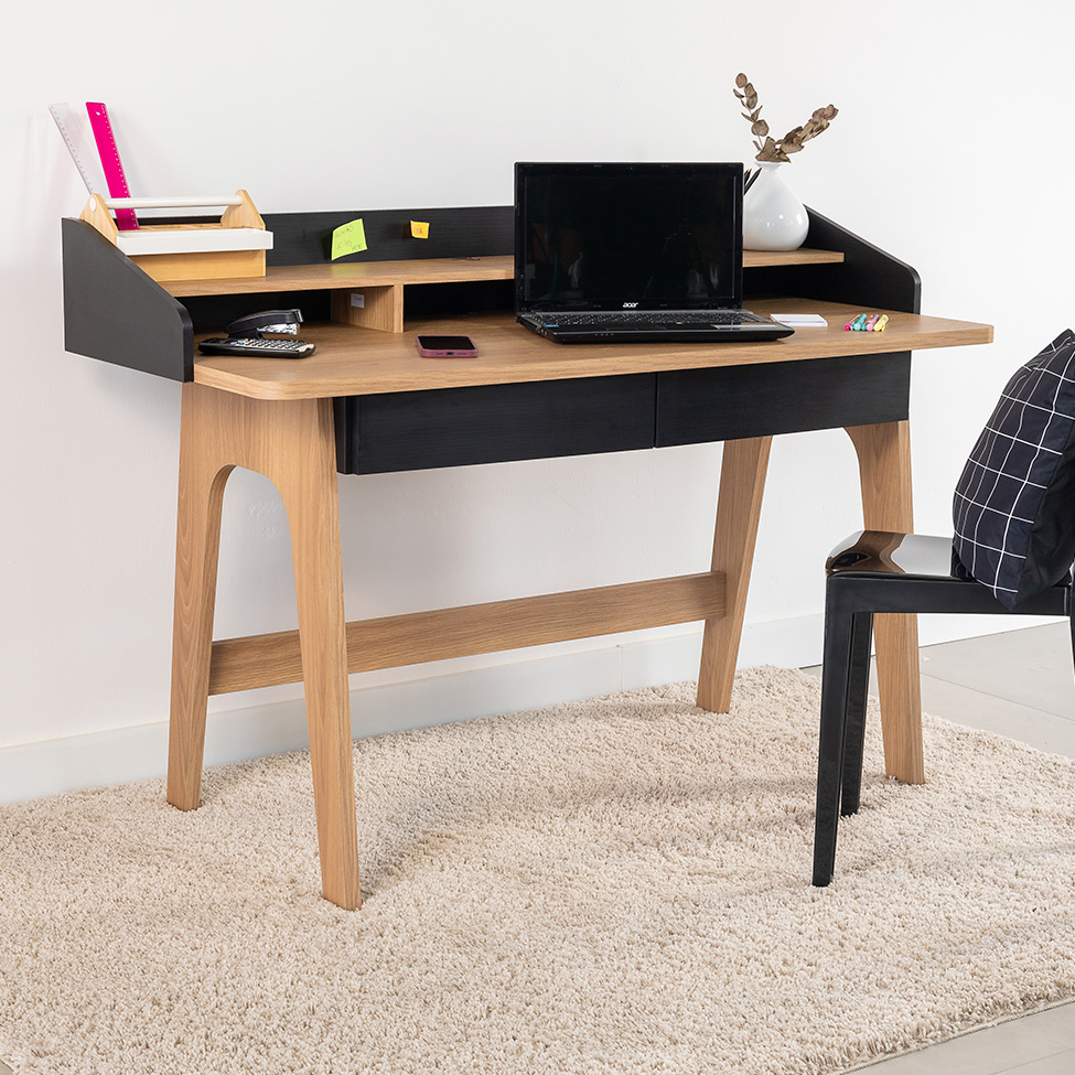 Escrivaninha Flexus 2 GV Hanover e Preta 139 cm