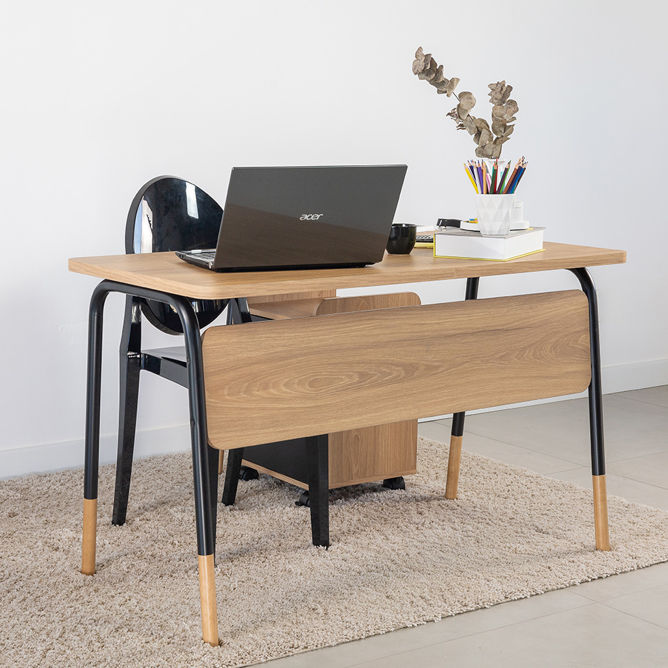 Escrivaninha Flexus Hanover e Preta 120 cm