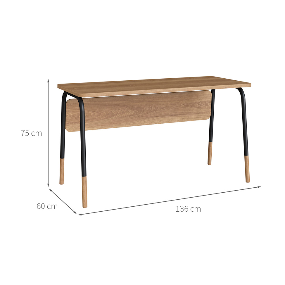 Escrivaninha Flexus Hanover e Preta 136 cm