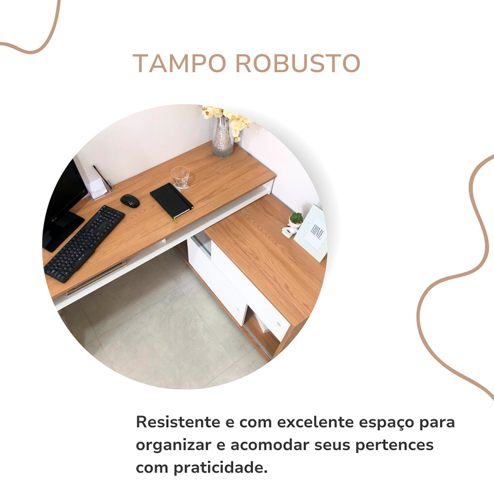 Escrivaninha Lior 2 PT Olmo e Branca