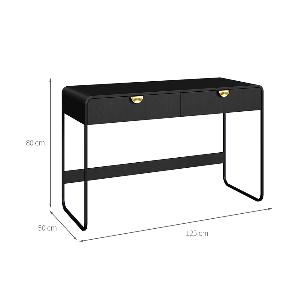 Escrivaninha Luna 2 Gavetas Preto e Dourado