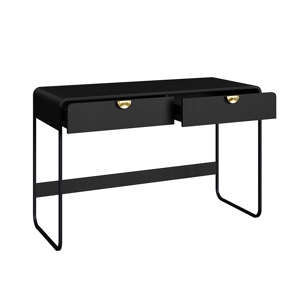 Escrivaninha Luna 2 Gavetas Preto e Dourado