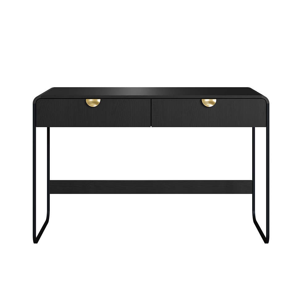 Escrivaninha Luna 2 Gavetas Preto e Dourado