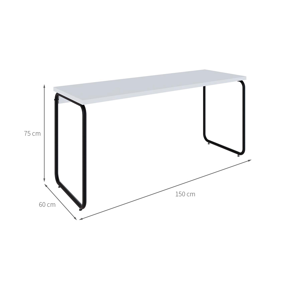 Escrivaninha Round Branca e Preta 150 cm