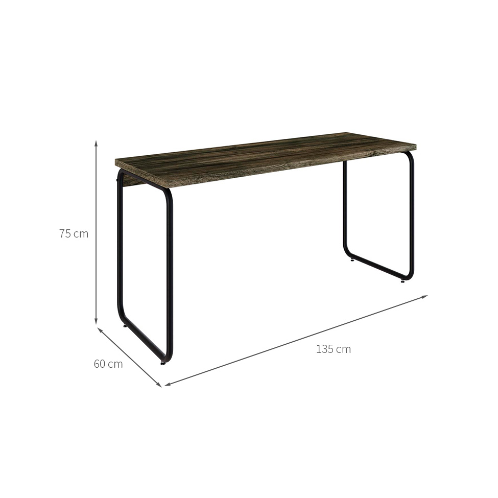 Escrivaninha Round Carvalho Dark e Preta 135 cm
