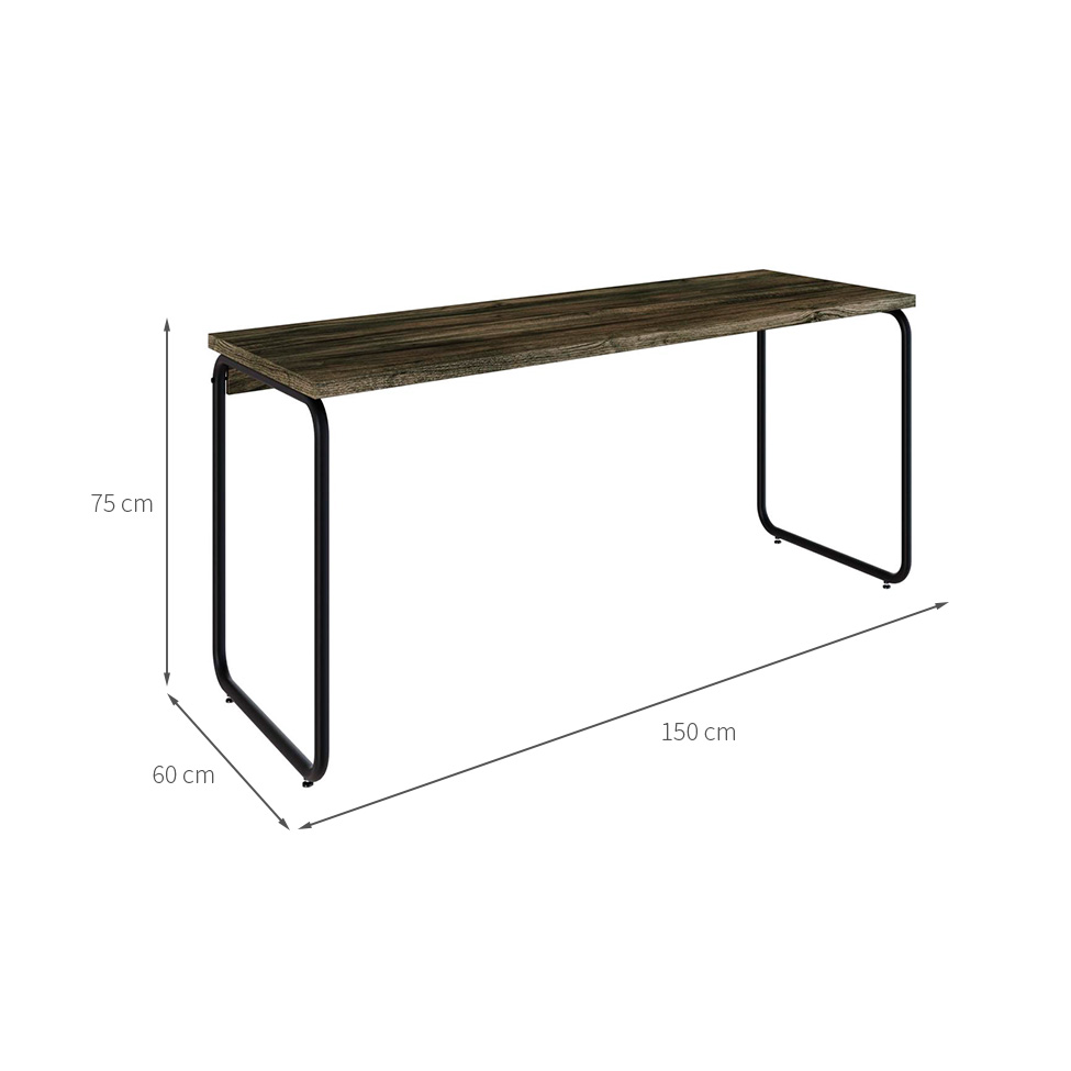 Escrivaninha Round Carvalho Dark e Preta 150 cm