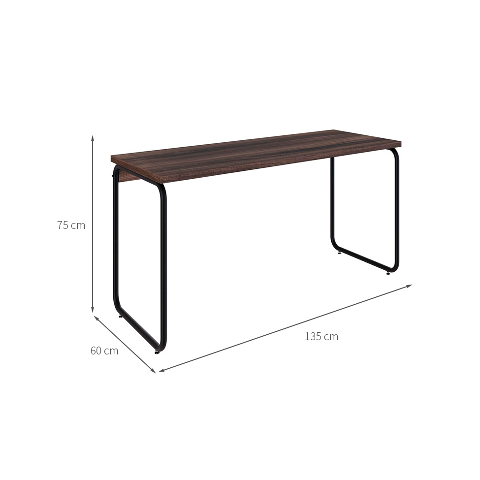 Escrivaninha Round Nogal e Preta 135 cm