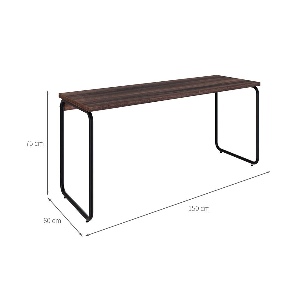 Escrivaninha Round Nogal e Preta 150 cm