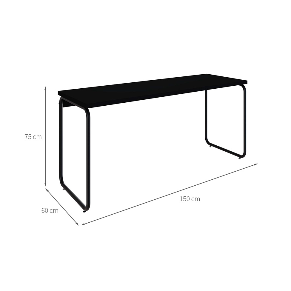 Escrivaninha Round Preta 150 cm