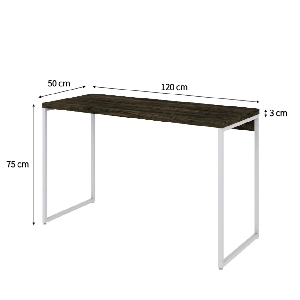 Escrivaninha Studio Carvalho Dark e Branca 120 cm
