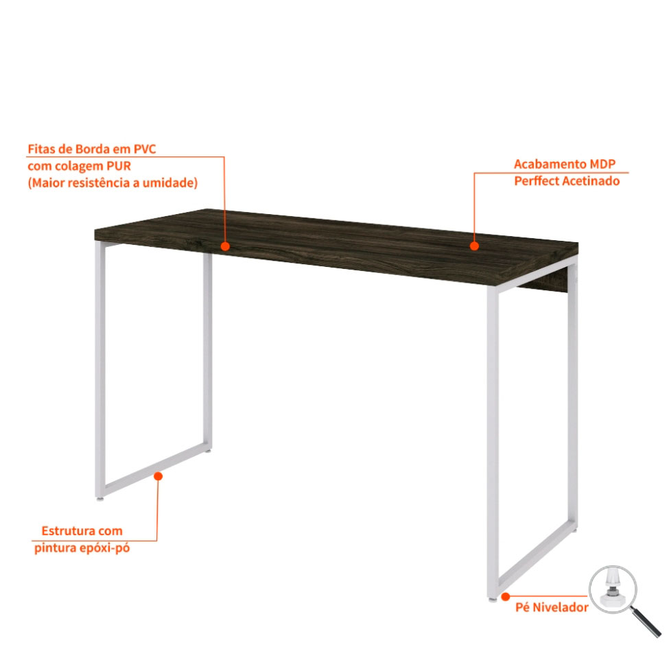 Escrivaninha Studio Carvalho Dark e Branca 120 cm