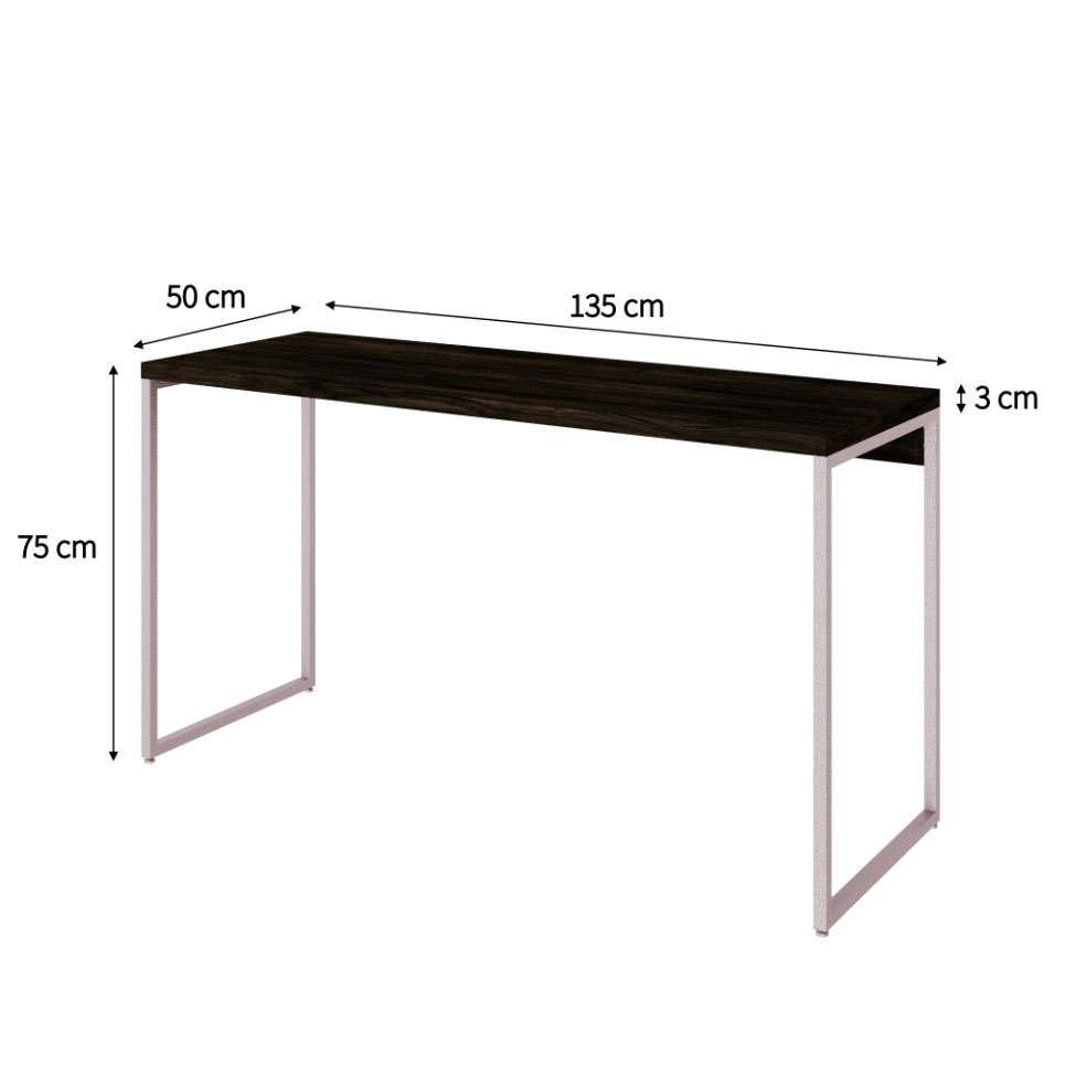 Escrivaninha Studio Carvalho Dark e Branca 135 cm