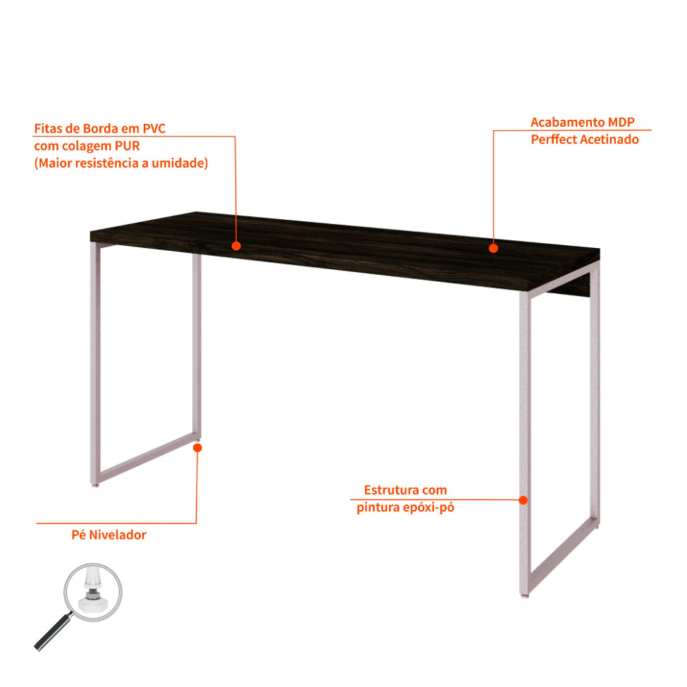 Escrivaninha Studio Carvalho Dark e Branca 135 cm