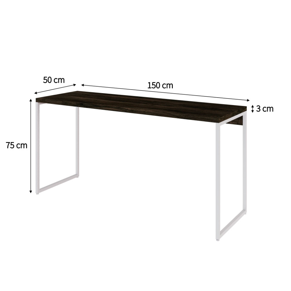 Escrivaninha Studio Carvalho Dark e Branca 150 cm