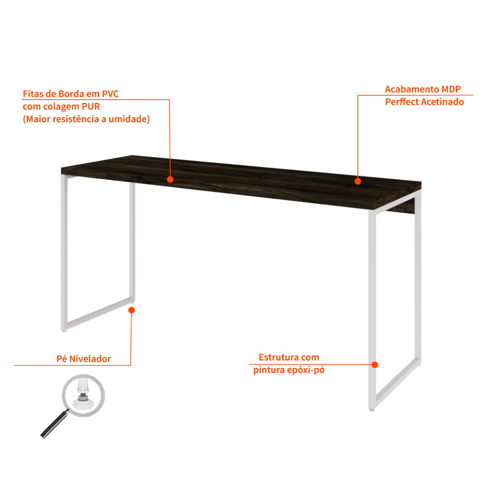 Escrivaninha Studio Carvalho Dark e Branca 150 cm