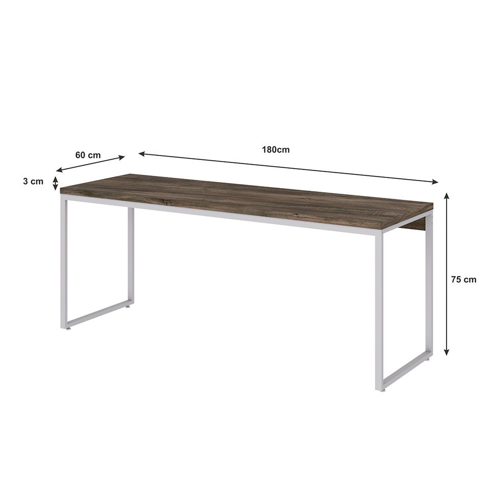 Escrivaninha Studio Carvalho Dark e Branca 180 cm