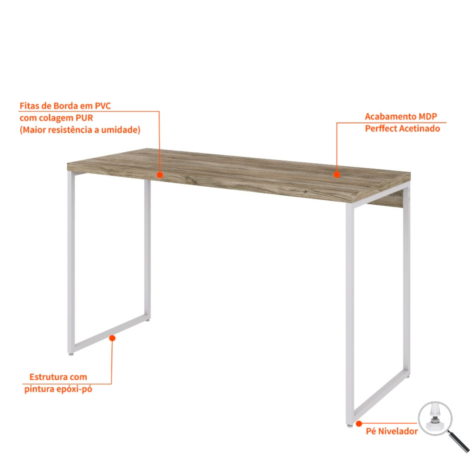 Escrivaninha Studio Carvalho e Branca 120 cm