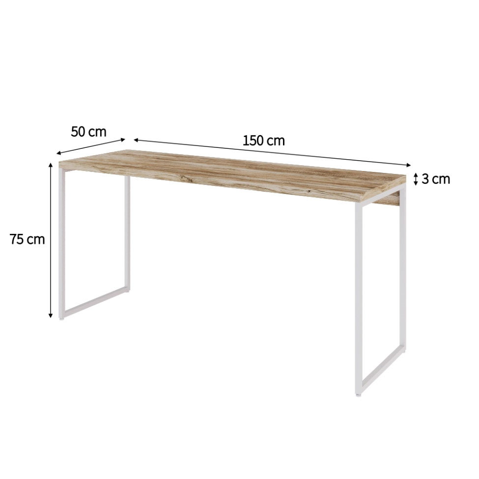 Escrivaninha Studio Carvalho e Branca 150 cm