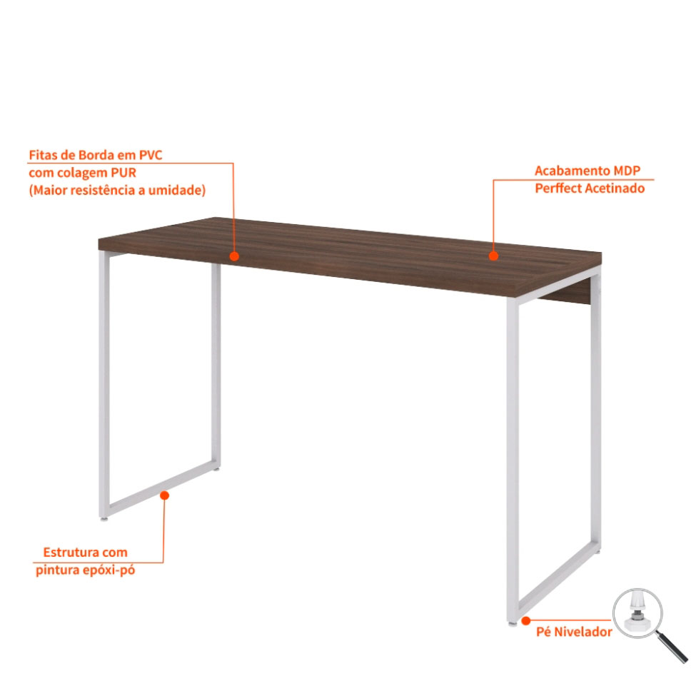 Escrivaninha Studio Nogal e Branca 120 cm