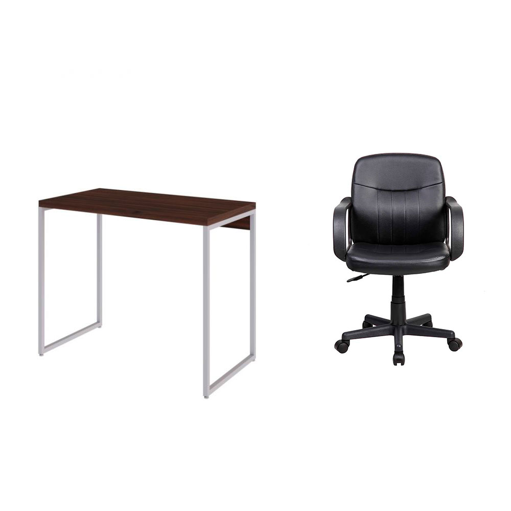 Escrivaninha Studio Nogal e Branca 90 cm