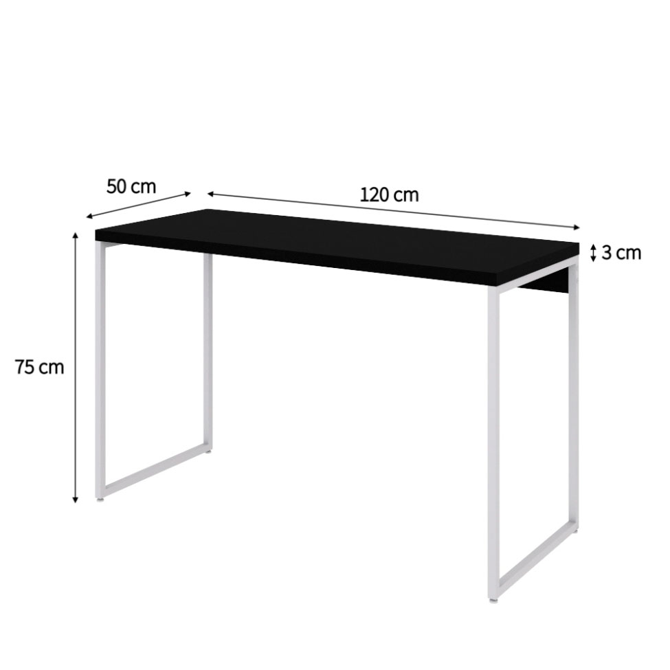 Escrivaninha Studio Preta e Branca 120 cm