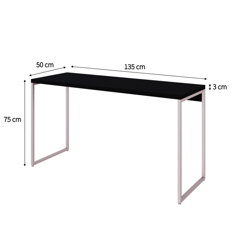 Escrivaninha Studio Preta e Branca 135 cm