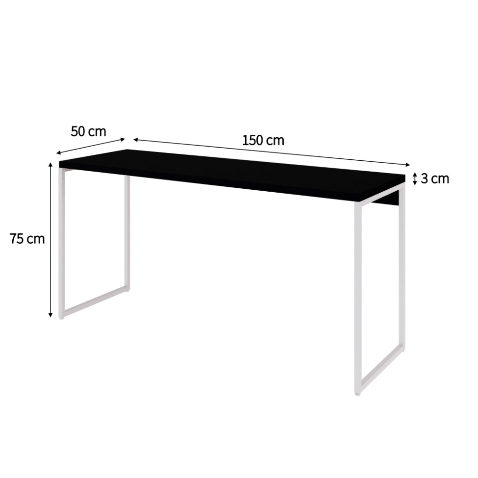 Escrivaninha Studio Preta e Branca 150 cm