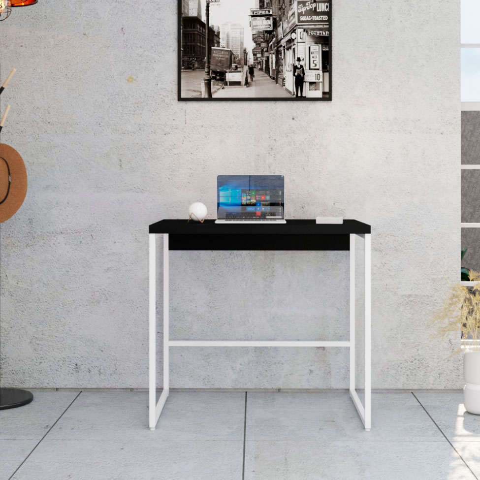 Escrivaninha Studio Preta e Branca 80 cm