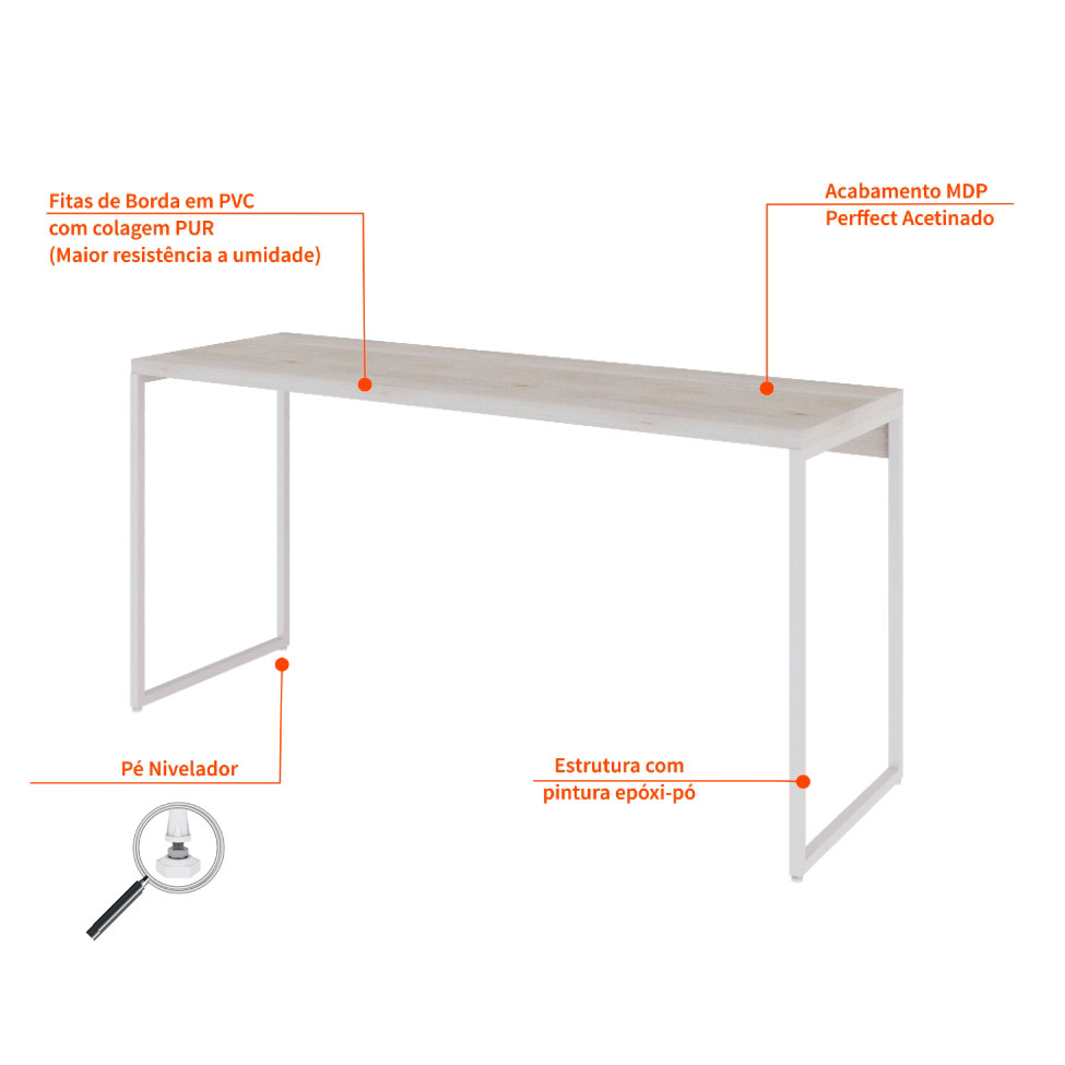 Escrivaninha Studio Snow e Branca 150 cm
