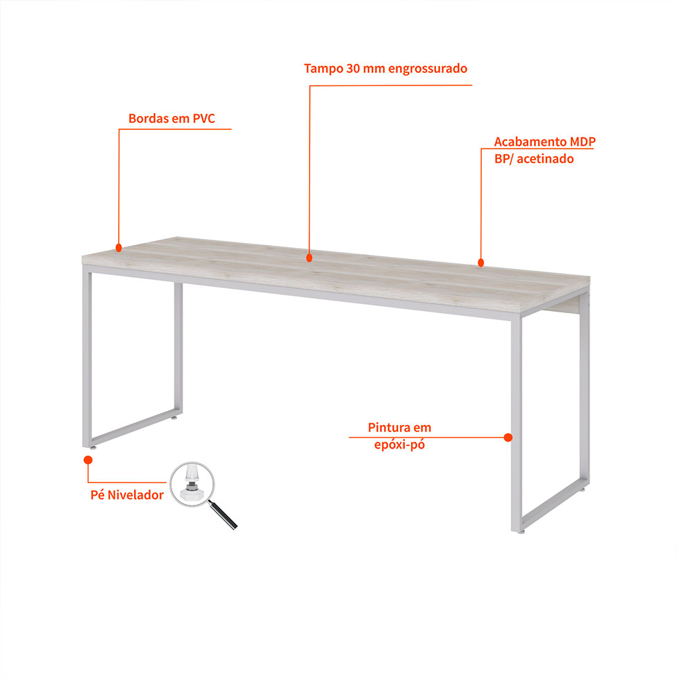 Escrivaninha Studio Snow e Branca 180 cm