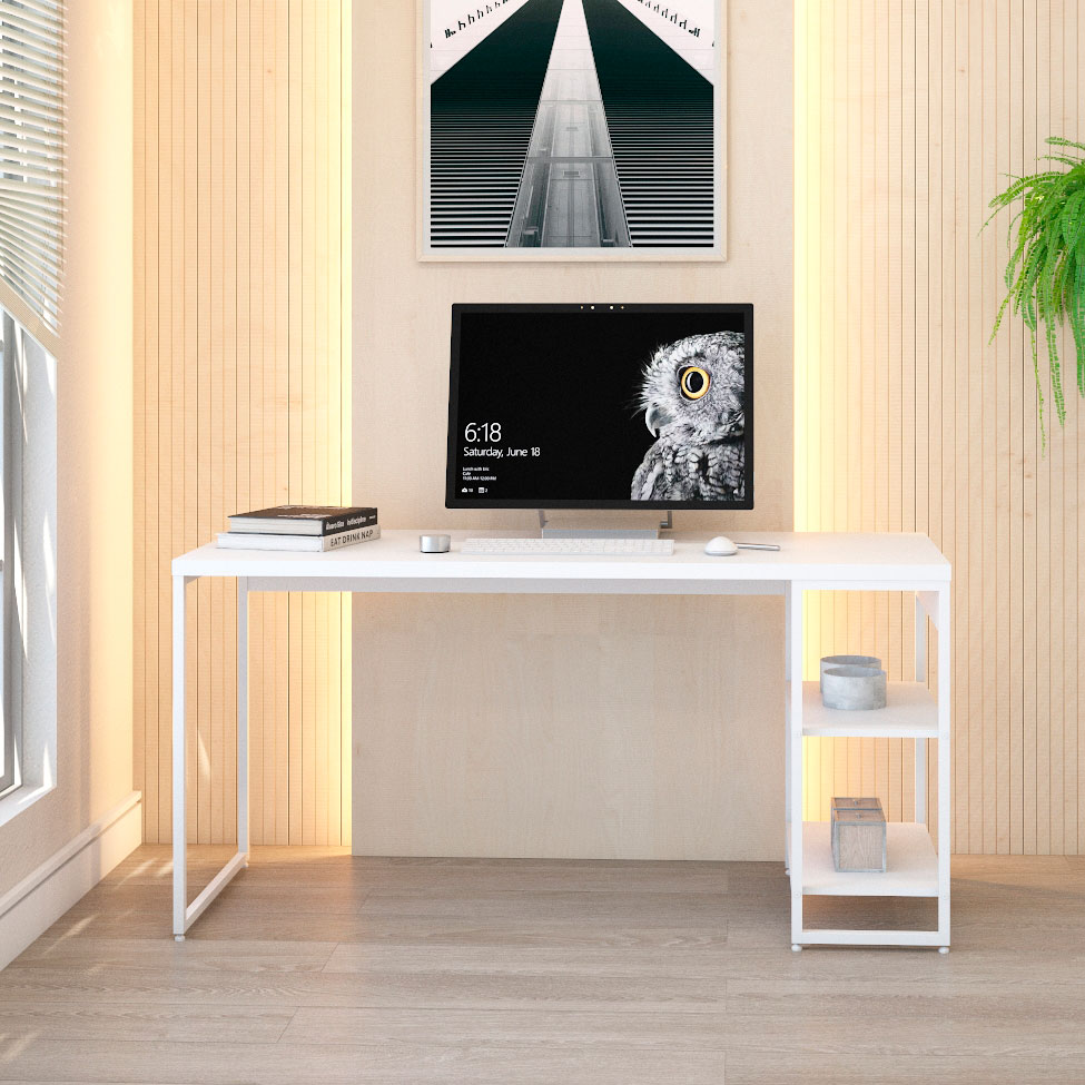 Escrivaninha com Estante Studio Branca 150x75 cm