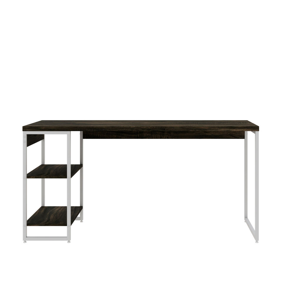 Escrivaninha com Estante Studio Carvalho Dark e Branca 150x75 cm