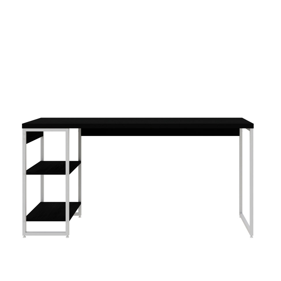 Escrivaninha com Estante Studio Preta e Branca 150x75 cm