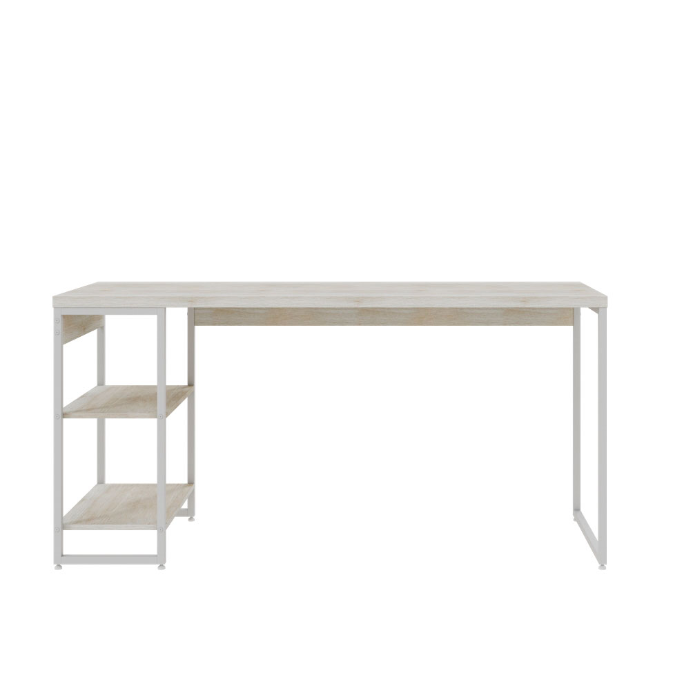 Escrivaninha com Estante Studio Snow e Branca 150x75 cm